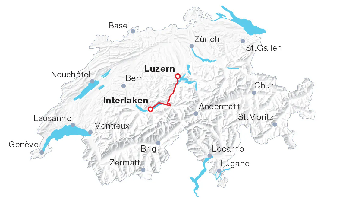 Map Luzern–Interlaken Express
